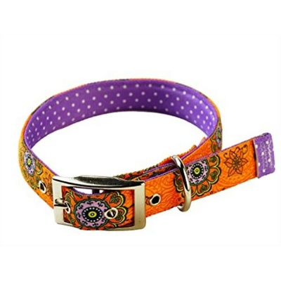 Yellow Dog Design Uptown Collar Folk Flowers On Purple Polka Lrg 24'' RRP 17.99 CLEARANCE XL 9.99